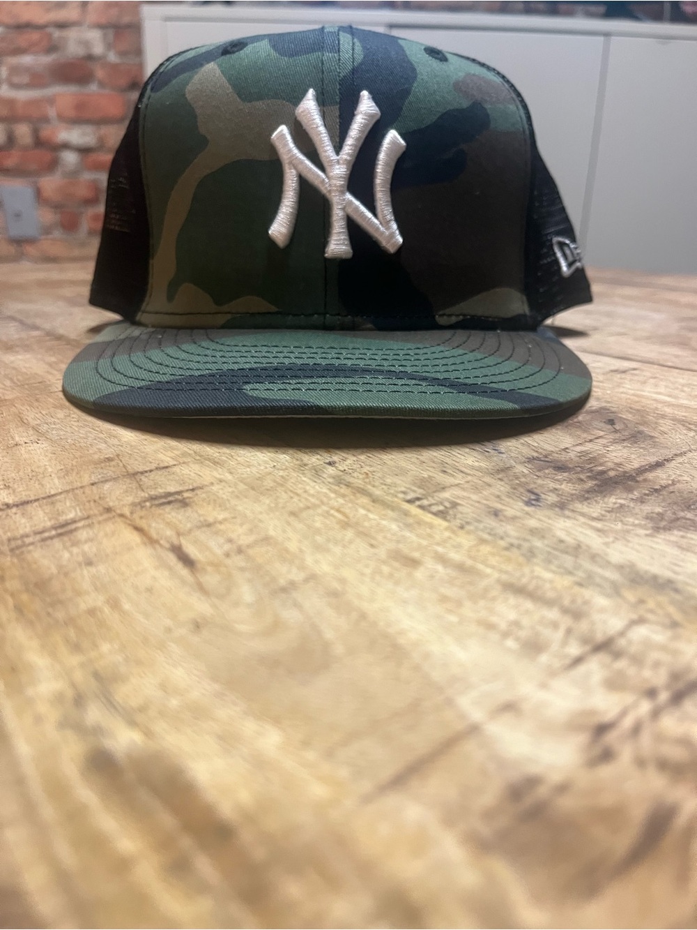 New Era Camo NY Snapback Hat in Green and Black